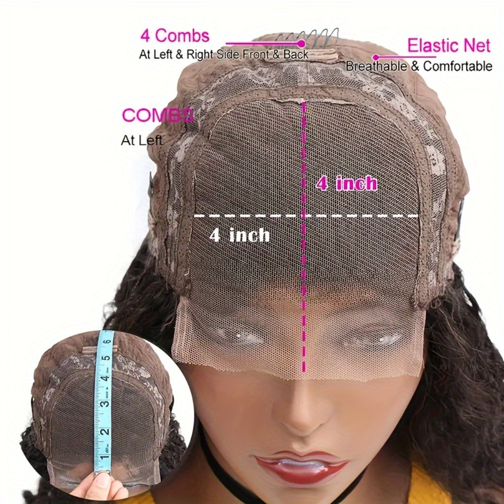 4x4 HD Lace Closure Curly Bob Wig Reddish Brown #33 Human Hair Pre-Plucked Glueless Short Bob with Baby Hair 20 Inch Warm Auburn Color Wig