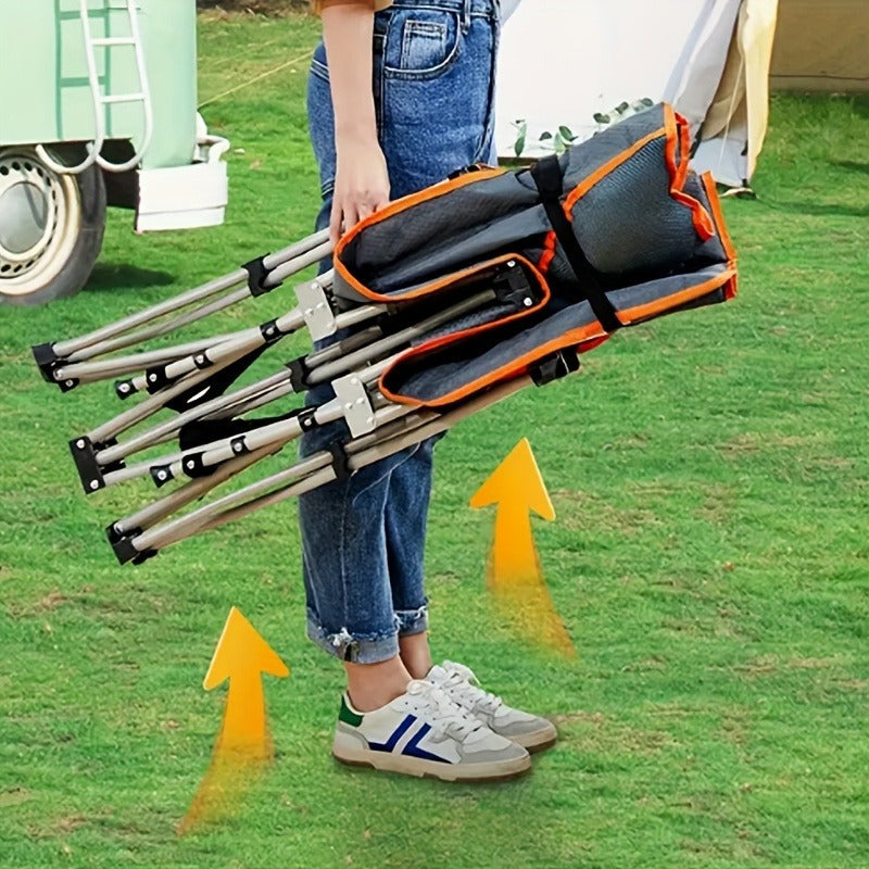 Folding Camping Bed with Carry Bag and No-Pad or Mattress Checkout Options Labeled 450, 500 or 600 lb