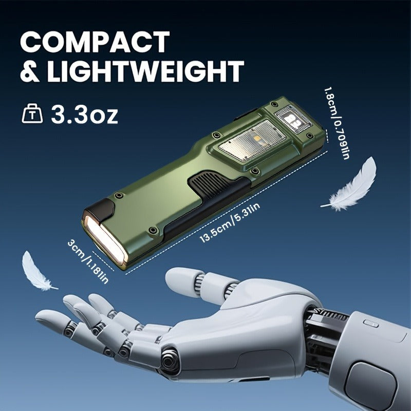 Flashlight 2-Piece EDC Set with Eight Modes, USB-C Charging, Digital Display and Mini Backup Light
