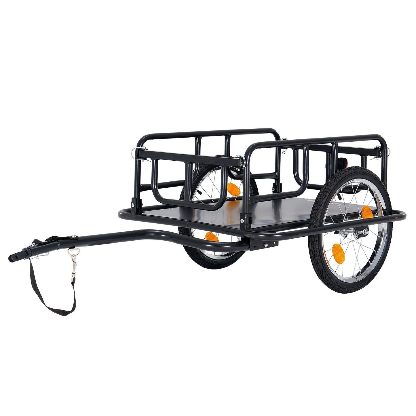 Foldable Bike Cargo Trailer, Bicycle Wagon Cart 176 Lbs Capacity, 16" Wheels, Reinforced Steel