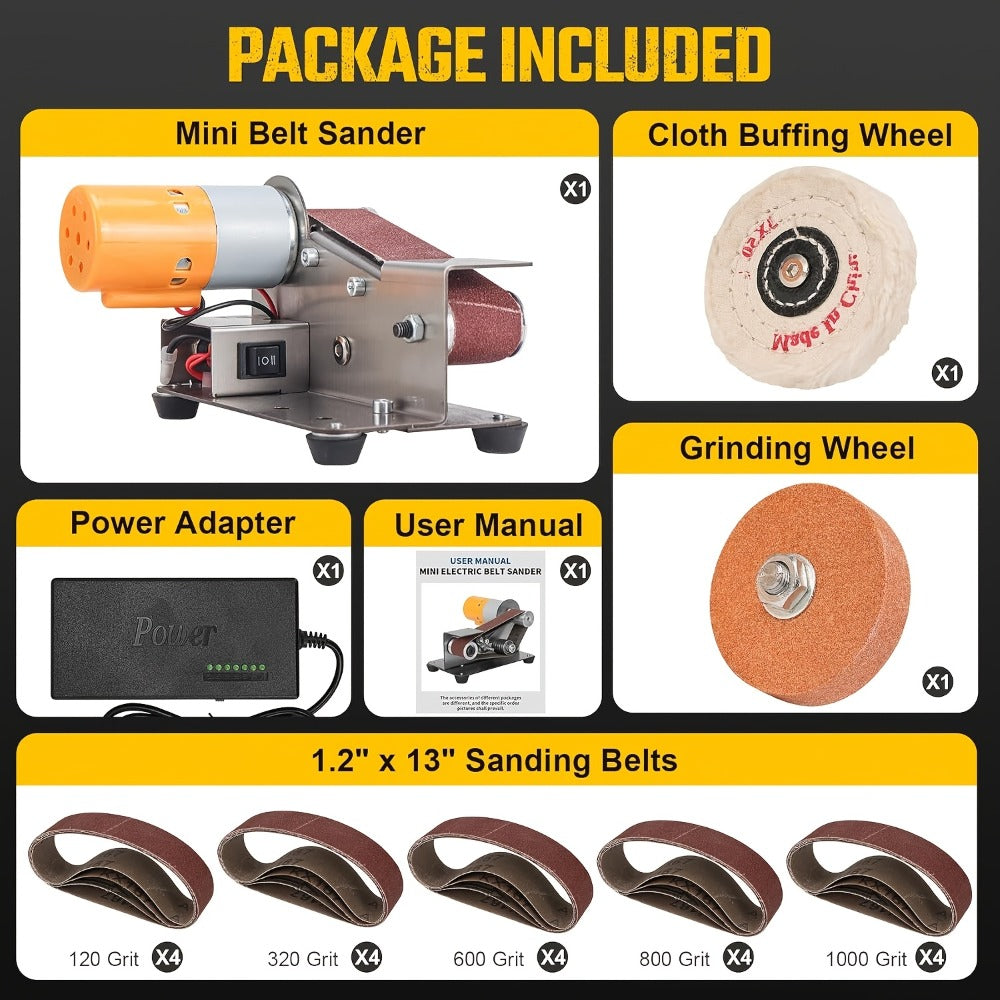 Mini Belt Sander 15° Angle - 7-Speed Electric Belt Grinder Knife Sharpener Kit with 30 Sanding Belts for Metal