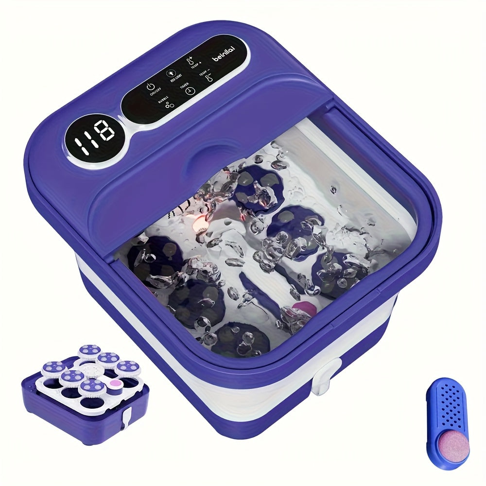 Foot Spa Bath Massager with Heat and Bubbles, Foldable Electric Foot Soak Tub with Heating, Bubble Massage