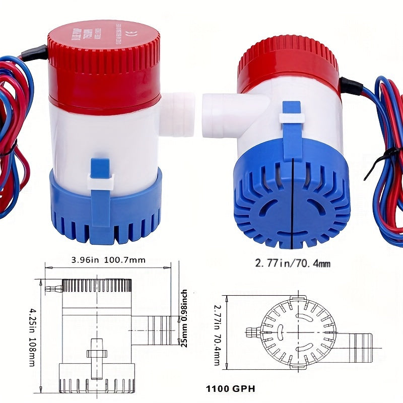 Bilge Pump 1100GPH Electric Submersible 12V Marine Boat Yacht Water Pump
