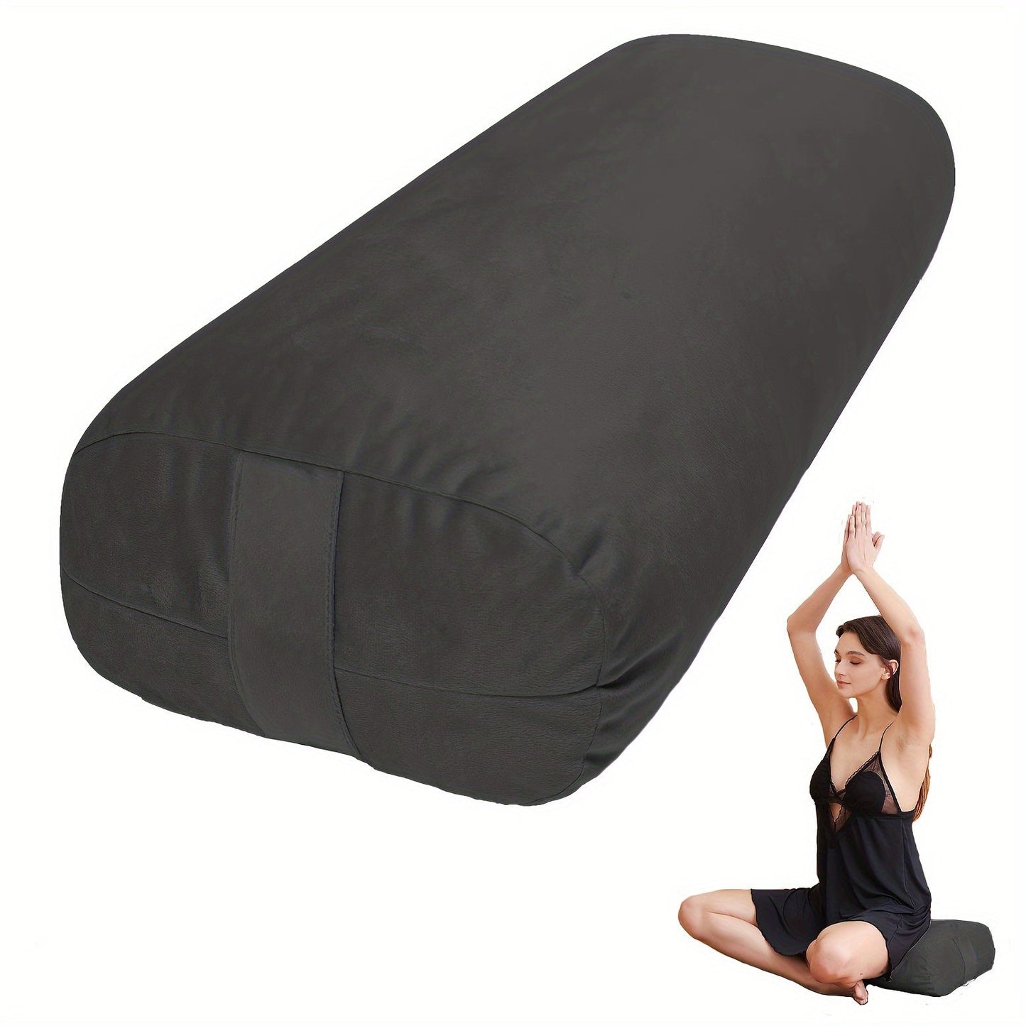 Yoga Bolster Pillow for Restorative Yoga & Meditation - Memory Foam Support Pillow with Removable Velvet Cover