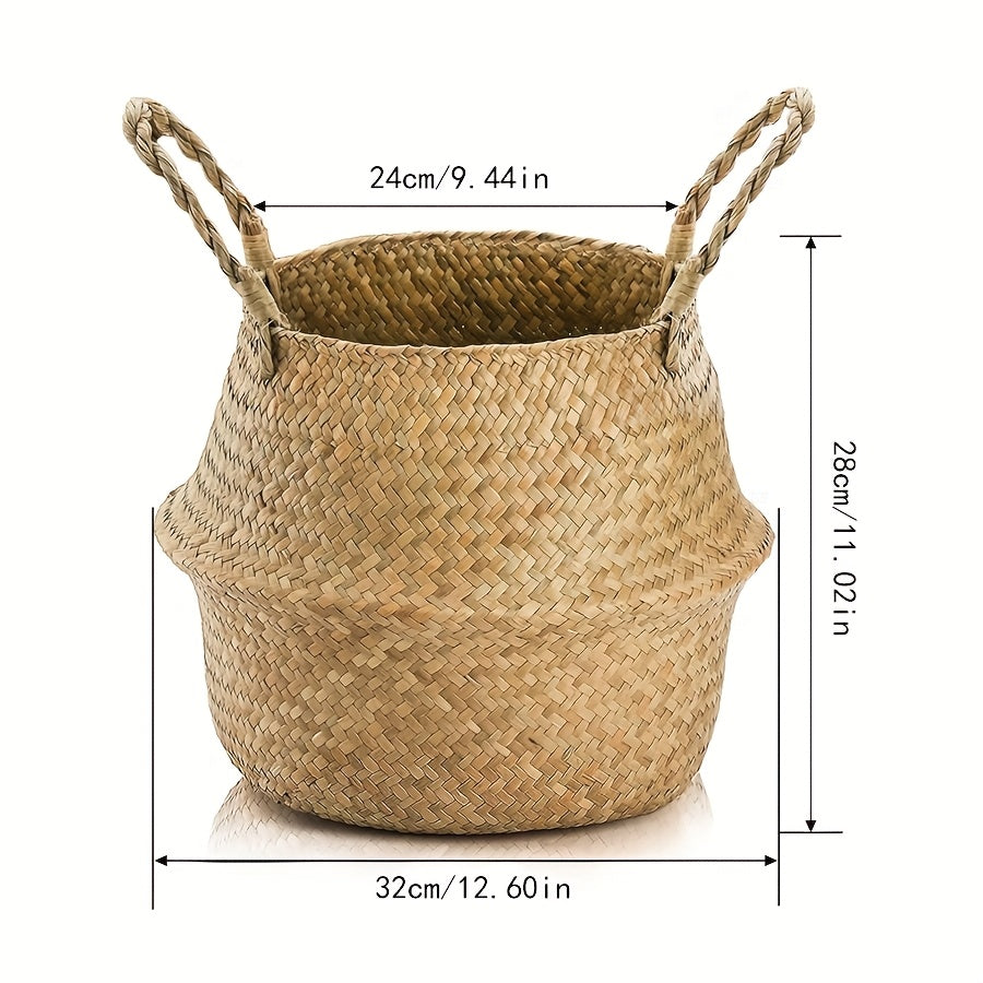 Woven Handled Storage Baskets Set of 2 in 12.6 x 11.02-Inch Format for Laundry or Picnics for Home Organization