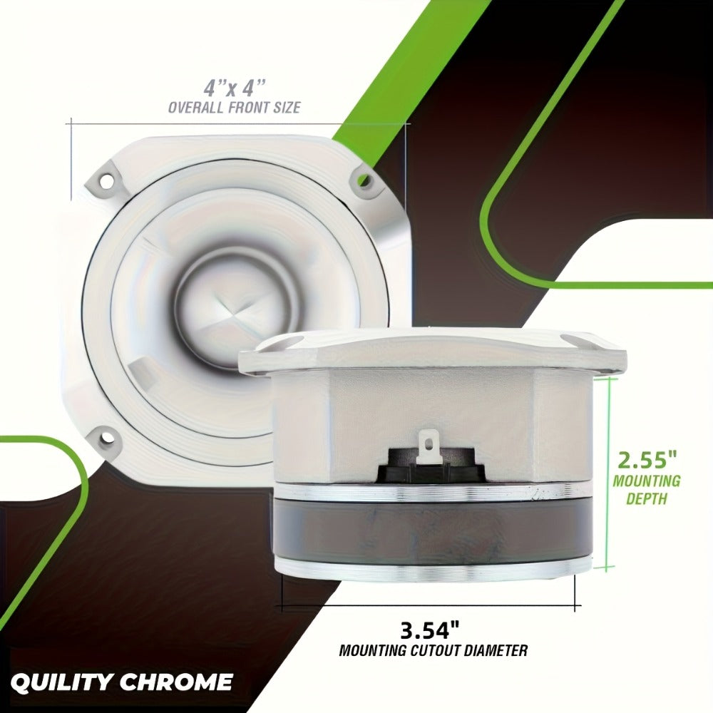 4 Inch Bullet Tweeter 600W Aluminum Frame – 6 Ohm Chrome HiFi Super Tweeter for Car Audio System, Stereo High-Frequency Speaker