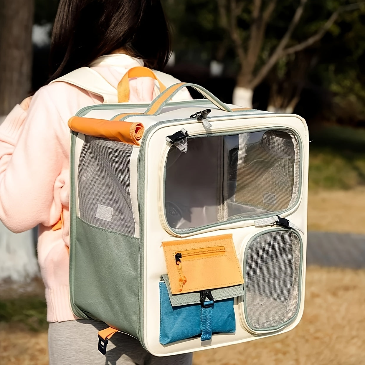 3-in-1 Pet Trolley Backpack & Shoulder Bag | Large Capacity Portable Cat Dog Travel Luggage Case with Telescopic Handle