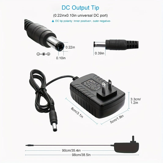 12V 2A AC DC Power Supply Adapter 11-in-1 with 10 Tips 100-240V 50-60Hz Universal DC Transformer for an Everyday Personal Care Routine