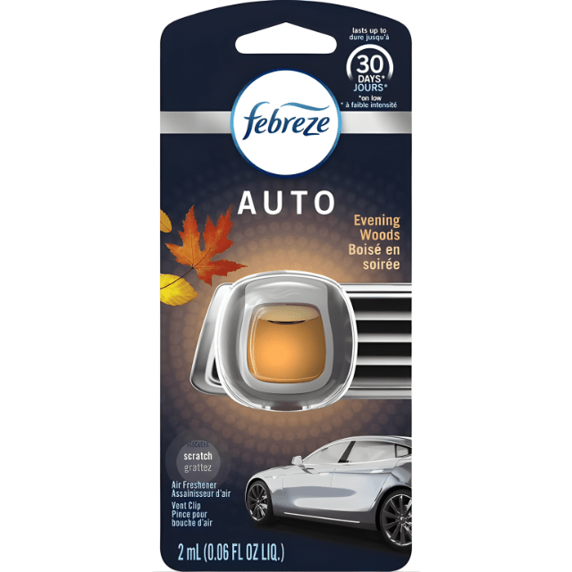 Car Vent Clip Air Freshener 3-Pack – Febreze Auto Odor Eliminator, Unstopables Fresh, Evening Woods & Laundry Fresh