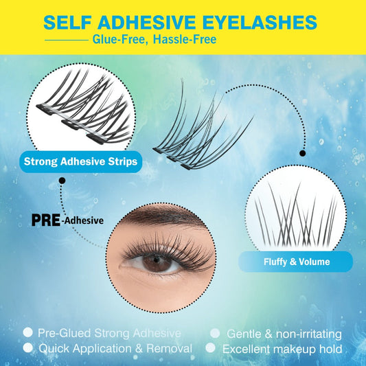 Pre-Glued Wispy False Eyelash Cluster Tray with 156 Clusters and Two Pink Applicator Tweezers