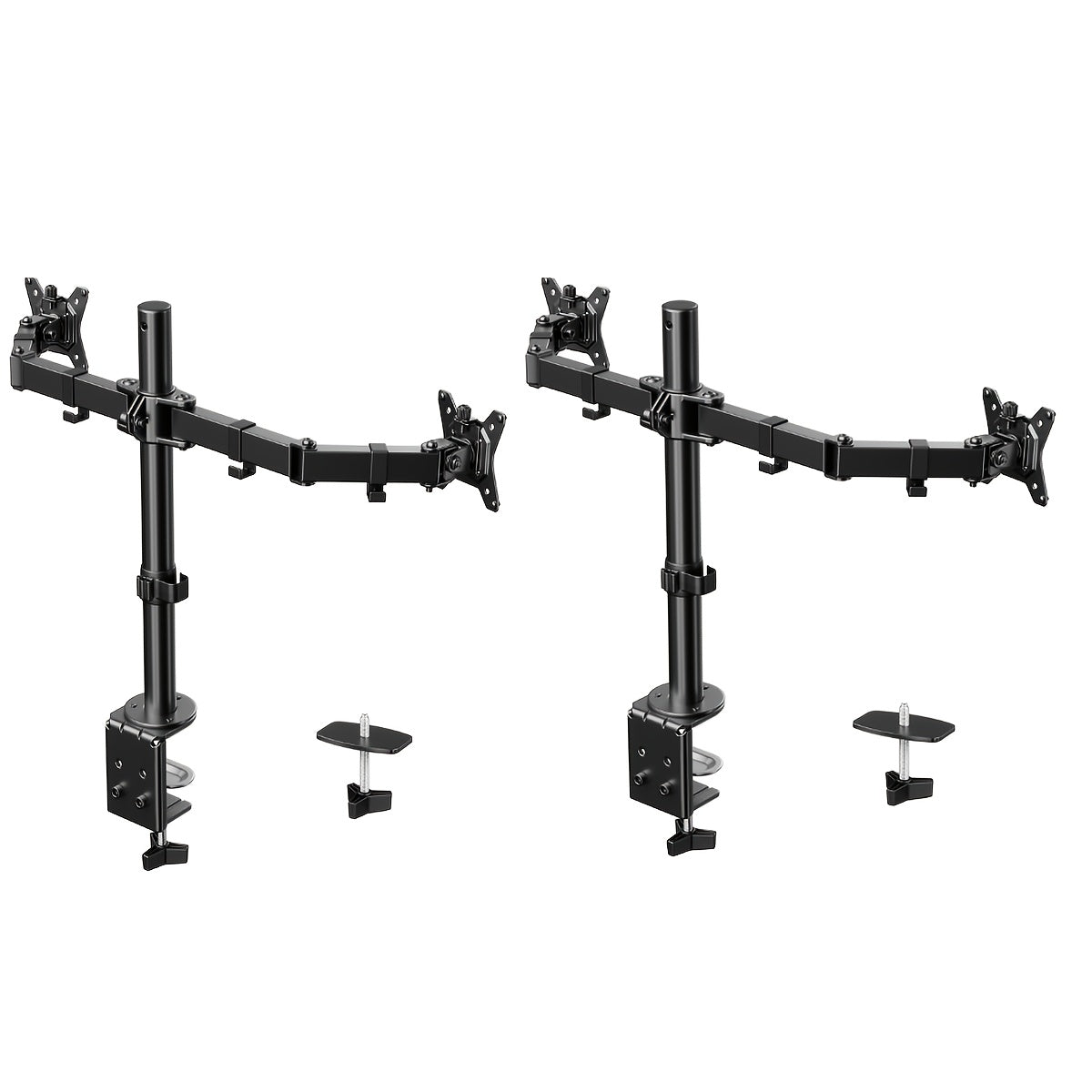 Adjustable Dual Monitor Arm for 13-32 Inch Screens, VESA 75x75/100x100mm, 45° Tilt 90° Swivel 360° Rotation