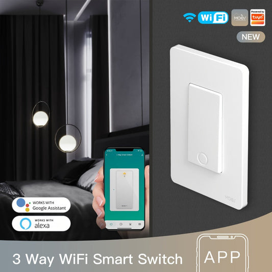 White Star Ring WiFi Wall Switch Three-Pack for Single-Pole or 3-Way Circuits with App, Voice and Timer Control