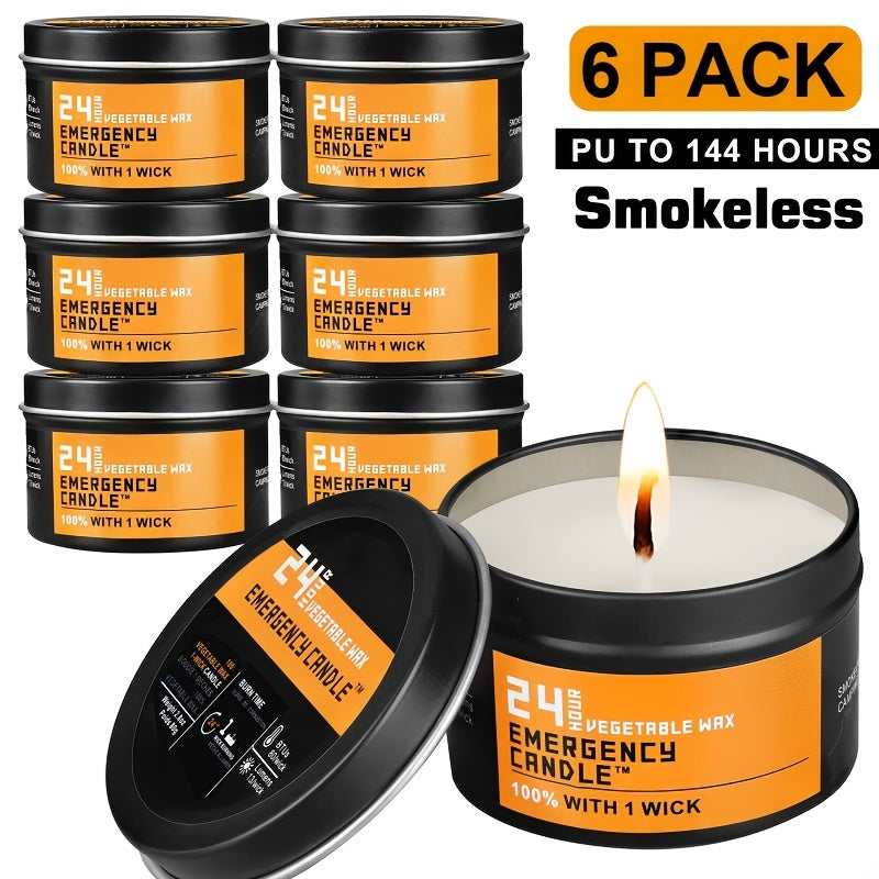 Emergency Soy Wax Candles Long Burning, 4 or 6 Pack Unscented Single-Wick Candles in Golden Tin for Power Outages