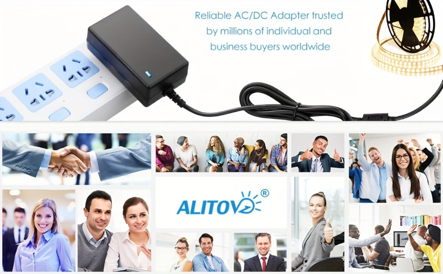 Fixed 12V 3A AC/DC Power Adapter with 36W Label, US Plug and Ten Interchangeable Connector Tips