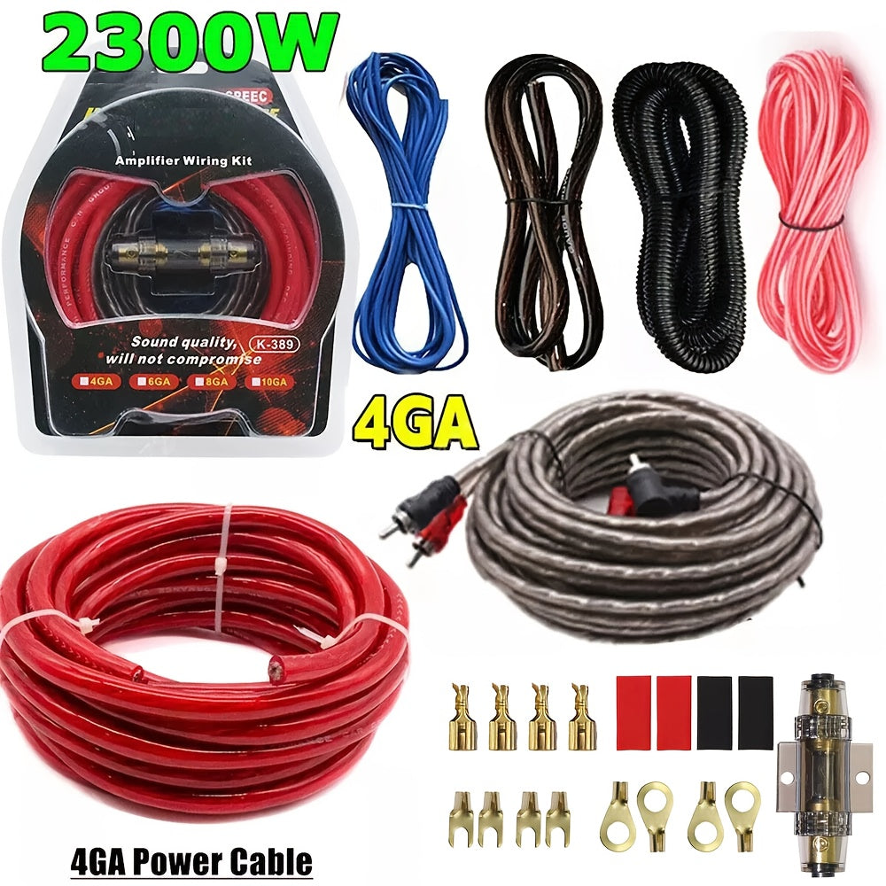4 Gauge Amp Wiring Kit 2300W – Complete Car Audio Amplifier Install with RCA Cable, Subwoofer Wire, AGU Fuse Holder, Speaker & Remote Wire