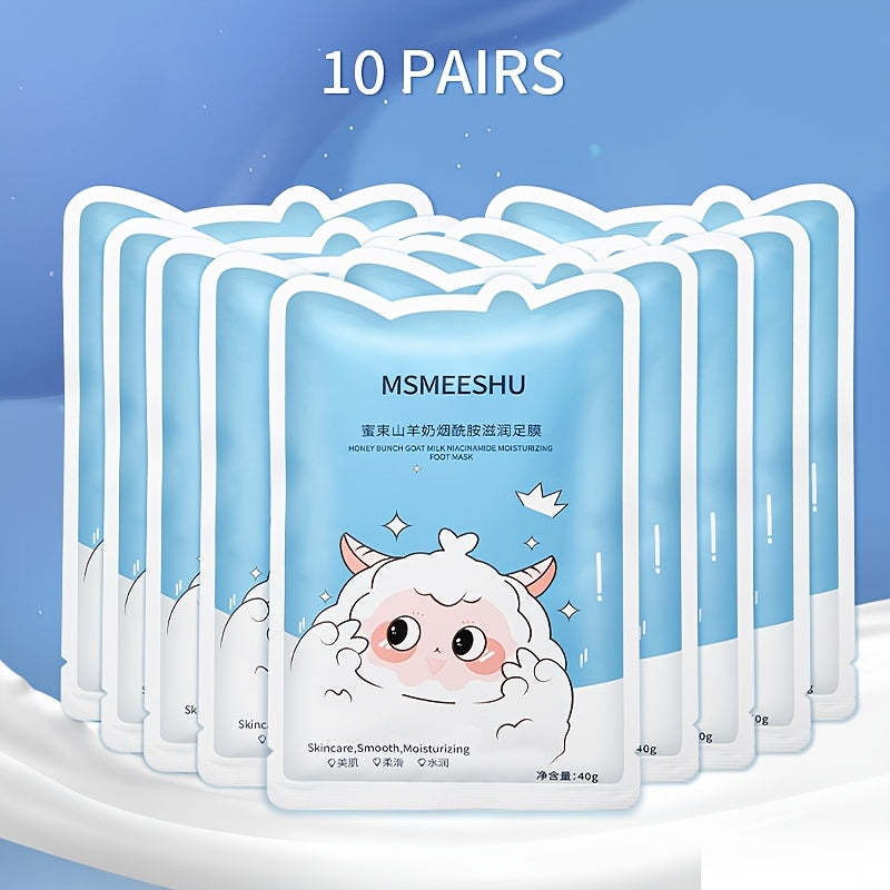 Moisturizing Foot Mask Socks with Goat Milk, Niacinamide & Ceramides ā Exfoliating Cracked Heel Treatment