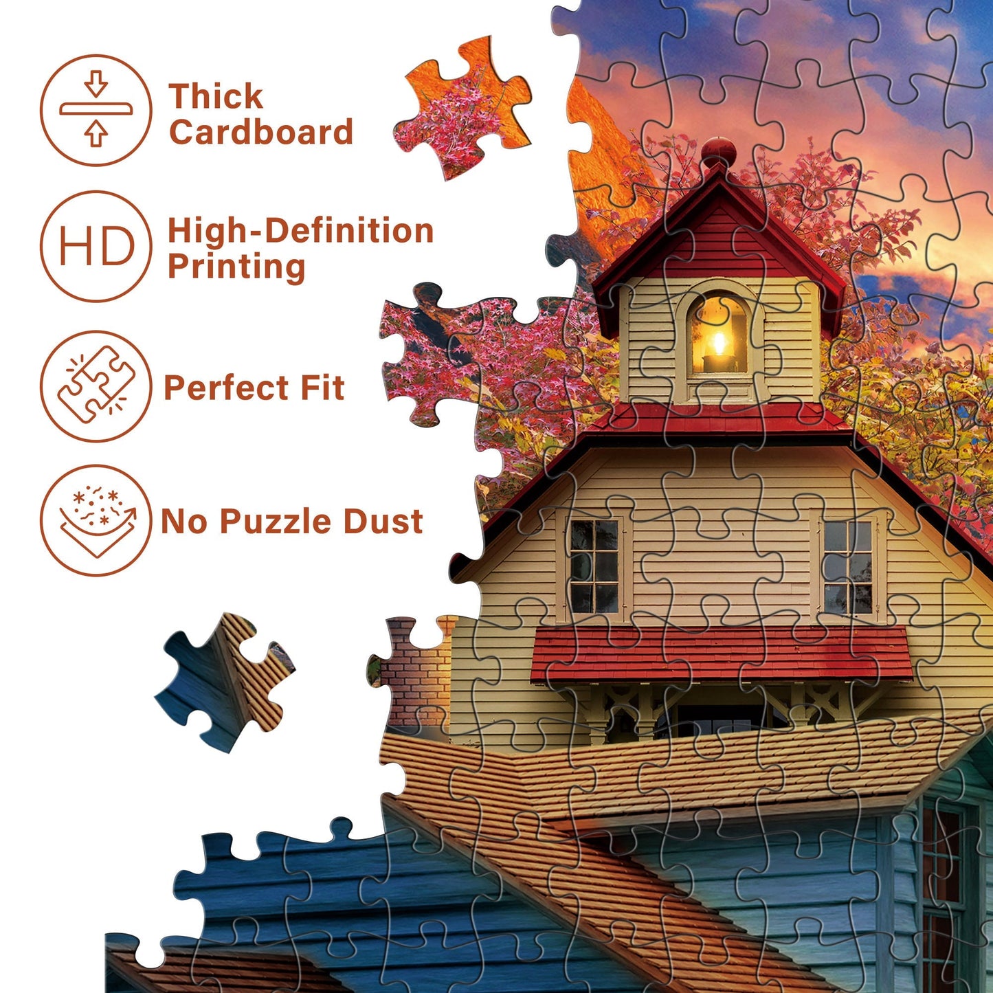 1000 Piece Jigsaw Puzzles for Adults 3 Pack – Sunset Lighthouse, Bird Crochet & Moroccan Pottery Set, Precision-Cut Brain Teaser Family