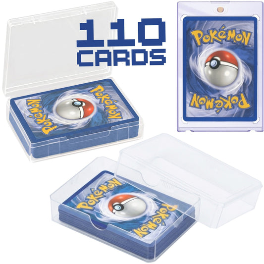 Trading Card Game 111-Card Assortment with Magnetic Display Holder and Storage Box Included