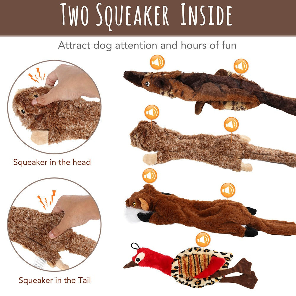 Squeaky Dog Toys 5-Pack No Stuffing Plush Chew Toy Bundle β Durable Animal Toys for Small Medium Large Dogs