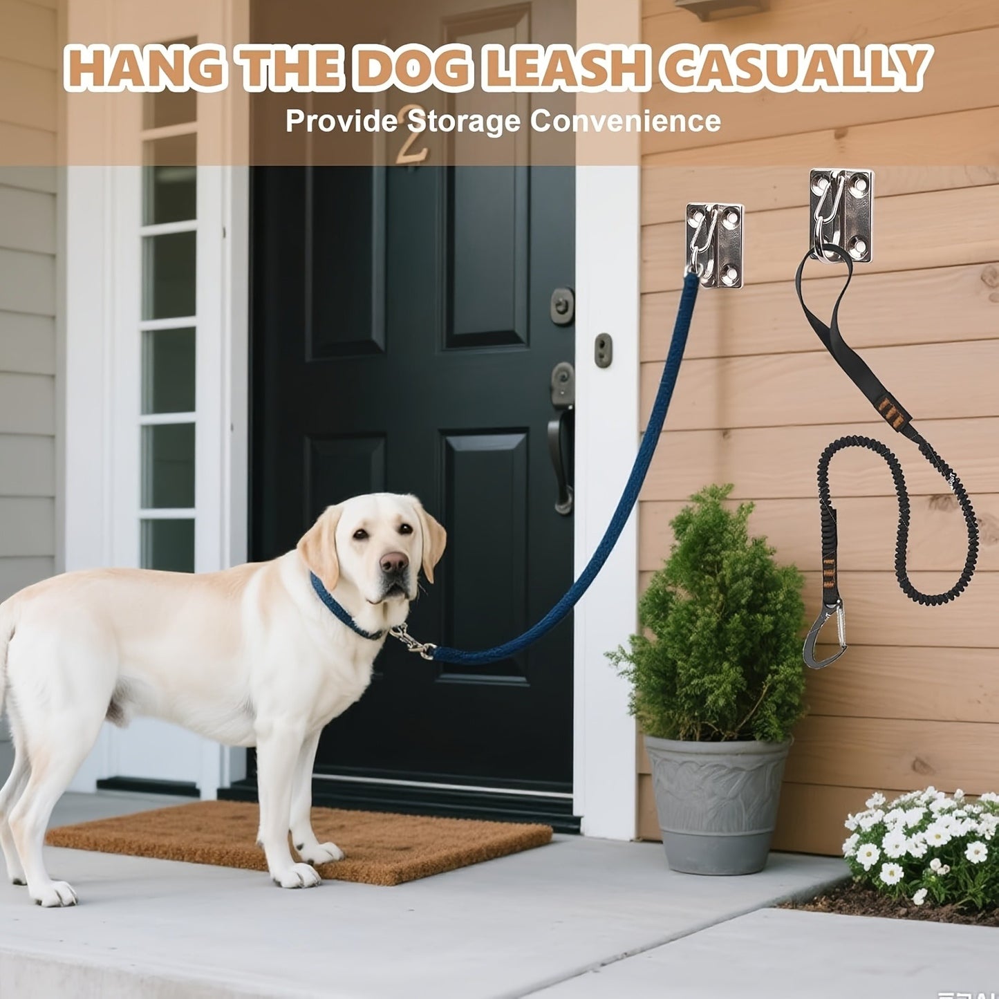 Heavy Duty Dog Tie Out Wall Hooks Set of 2 – Metal Wall-Mounted Leash Anchor with Dual Switchable Hooks, Scratch-Resistant for Walls