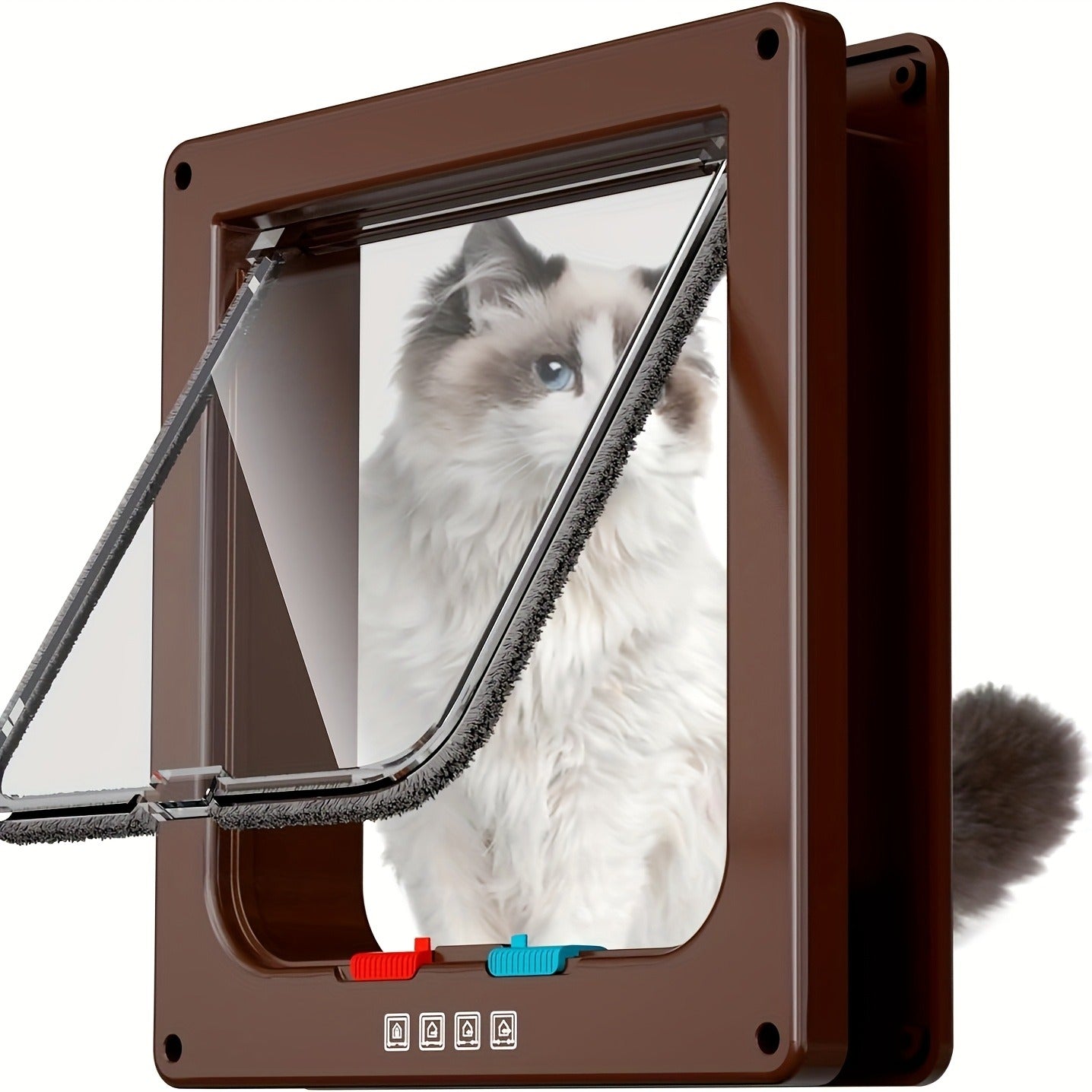 Cat Door & Dog Door with 4-Way Safety Lock – Weatherproof Flip Pet Door for Cats & Dogs, M/L/XL Sizes in White, Black & Coffee