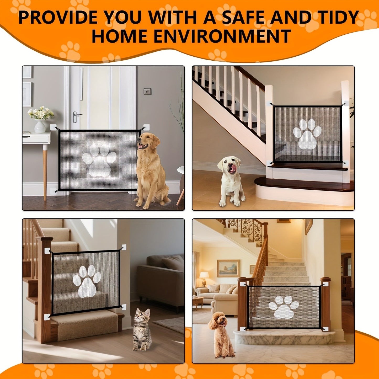 Pet Gate Folding Mesh Dog Safety Fence Isolation Net β Portable Collapsible Pet Barrier for Doorways Stairs Cars