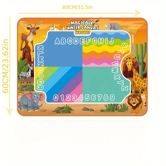Water Canvas Drawing Mat for Kids Reusable Mess-Free – Magical Paint with Water Art Toy 80x60cm Ocean Animal Designs Screen-Free Creative