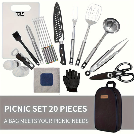 Camping Cookware Set Outdoor Kitchen Cooking Kit – Essential Camp Gear for Barbecue, Meal Prep & Outdoor Cooking at Campsites & Parks