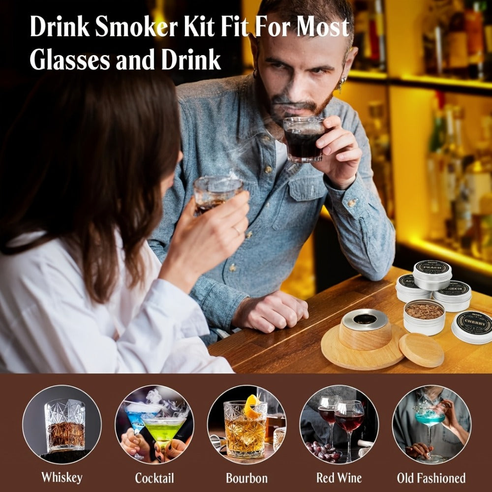 Whiskey Smoker Kit with Torch 26pcs - 12 Wood Chip Flavors, 3 Filters for Entryways, Bedrooms and Living Spaces