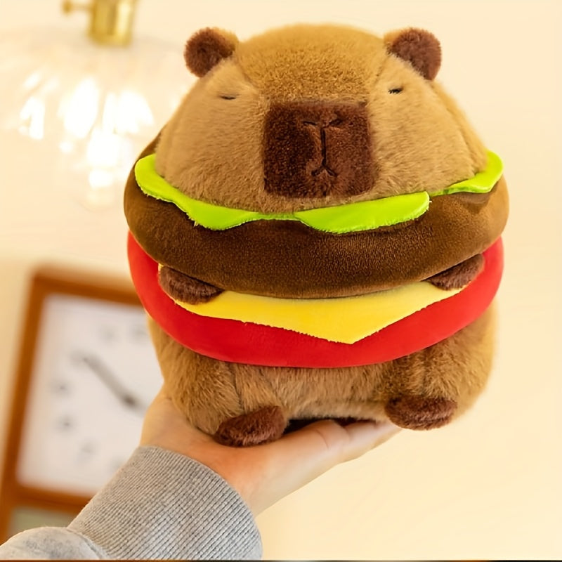 Capybara Plush Stuffed Animal Hamburger Burger Hat Funny Kawaii Plush Toy with the Listed Color, Size or Set Options for Everyday Use