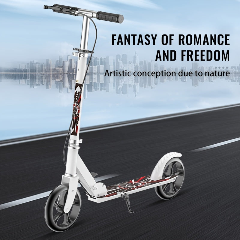 Foldable Adult Kick Scooter with Double Wheels – Rear Suspension & Brake, Lightweight Commuter Scooter for Adults Teens