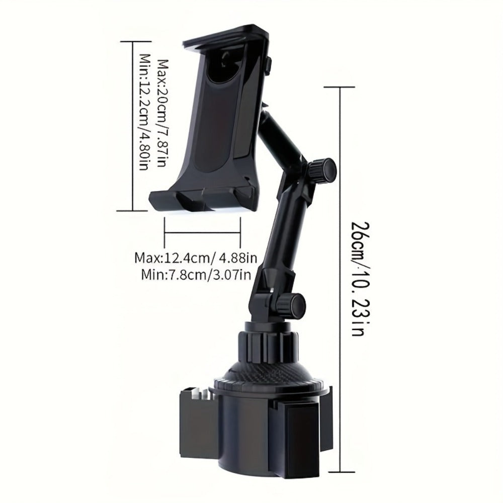Car Cup Holder Phone & Tablet Mount – Adjustable Angle Multi-Functional Universal Vehicle Mount for Smartphones and Tablets | Durable Cup