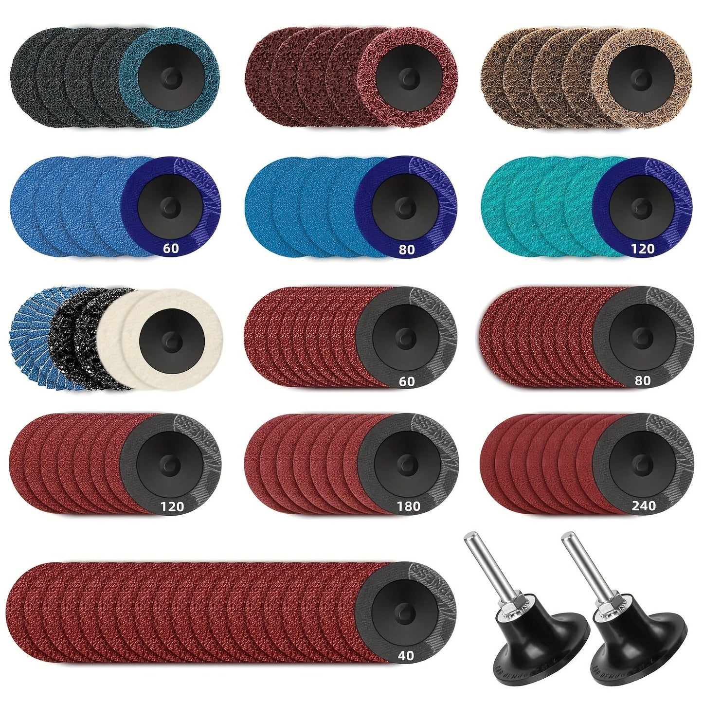 108pcs 2 Inch Sanding Discs Set with 1/4" Holder, Roloc Quick-Change Surface Conditioning Discs for Die Grinder