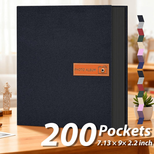 Photo Album 4x6 200 & 1000 Pockets with Label – Linen Hardcover Memory Book for Wedding, Baby, Travel, Anniversary