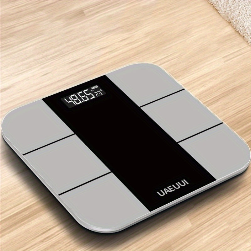 Gray Digital Bathroom Scale with Eight Metallic Electrode Panels and Top Display, Single Style