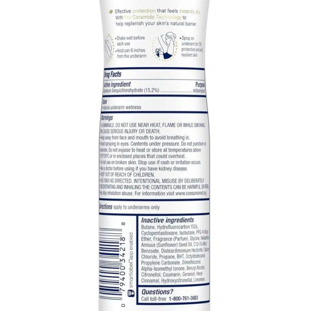 Dove Deodorant Body Spray for Women Antiperspirant 6 Pack Variety Set 48H Protection for Bath Time, Home Spa and Personal Care