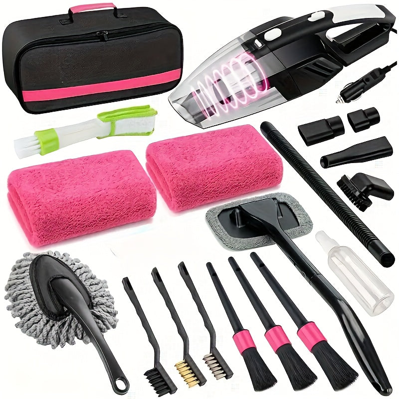 Car Cleaning Kit in 19 or 41-Piece Options with Brushes, Towels, Bucket and Selected Vacuum Tools