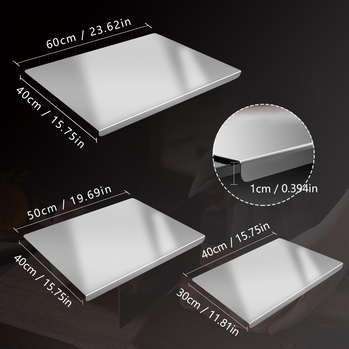Chopping Board, Stainless Steel Cutting Board Large Extra Thick 304 Food Grade Metal Chopping Board Non-Slip Butcher Block for Kitchen Meat