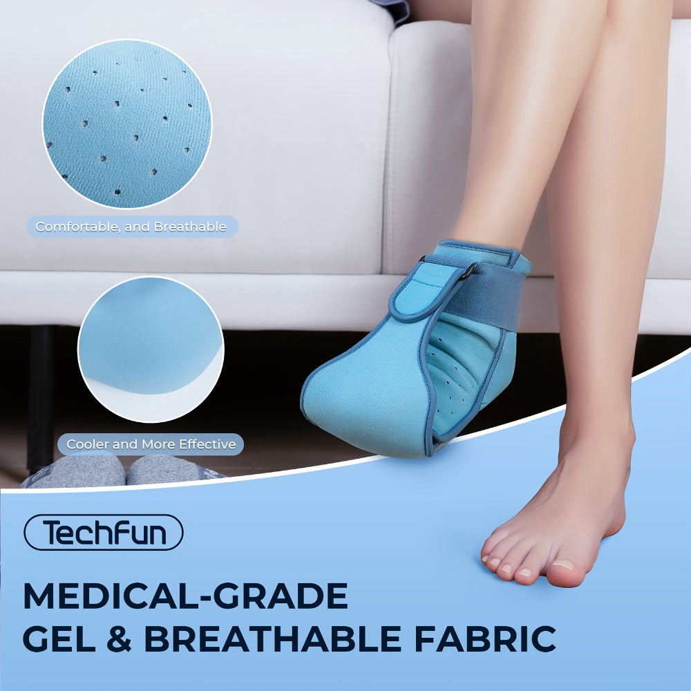 Plantar Fasciitis Night Splint with Detachable Gel Ice Pack, Breathable Foot Drop Brace for Heel Pain