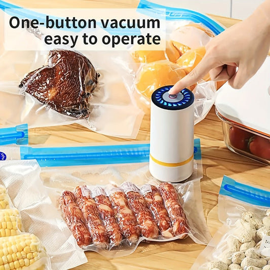 Vacuum Sealer Kit with USB Rechargeable Pump & 9 Reusable Vacuum Seal Bags (3 Sizes), Portable Mini Electric Food Sealer for Sous Vide