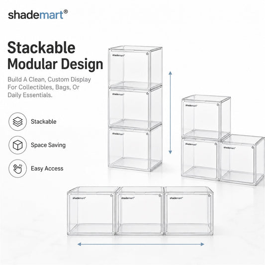 Clear Display Case Set of 3, Dustproof Transparent Storage Box Organizer for Collectibles, Car Models