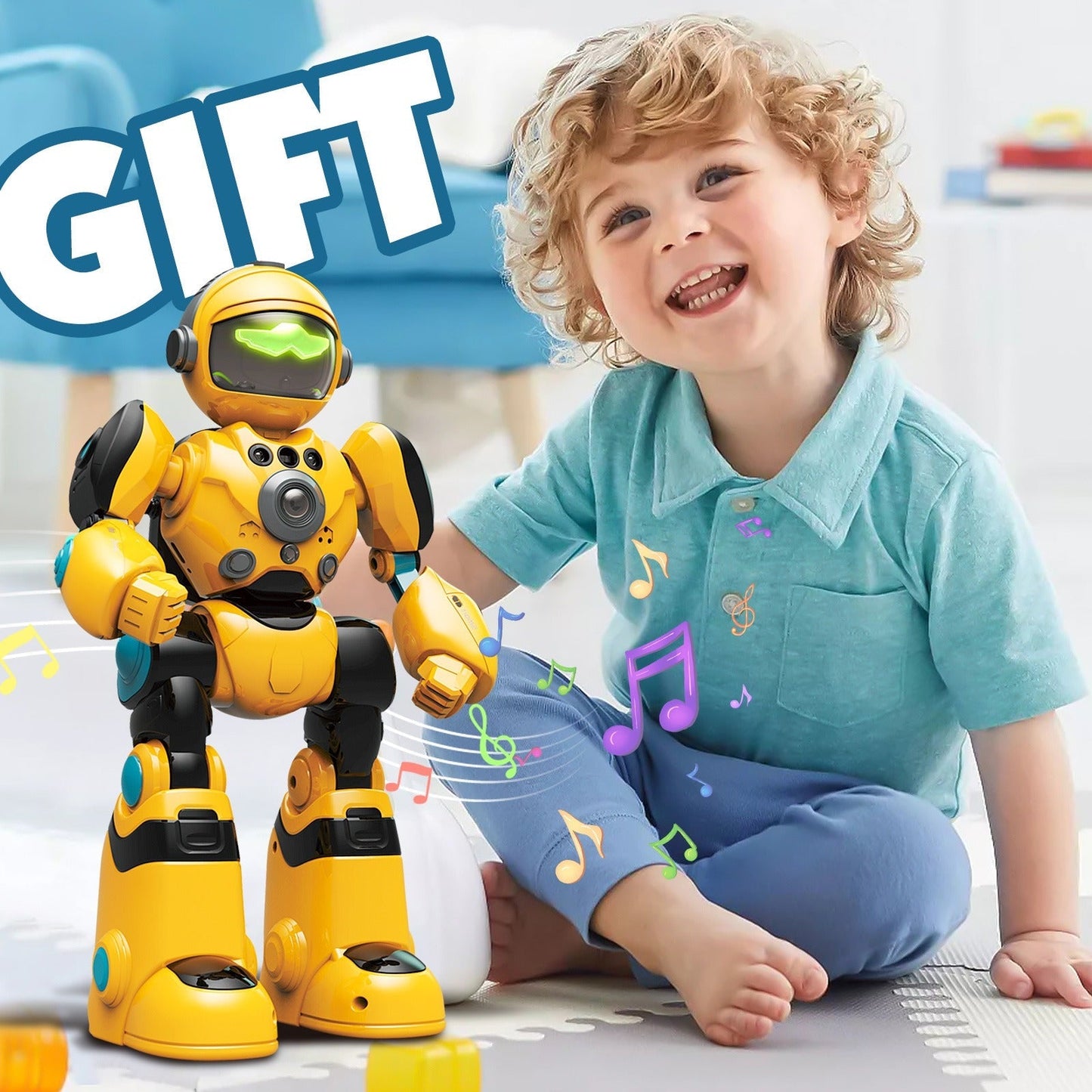 Gesture Control RC Robot Toy for Kids, Voice Recording, Programming, EMO LED Infrared Intelligent Interactive Robot