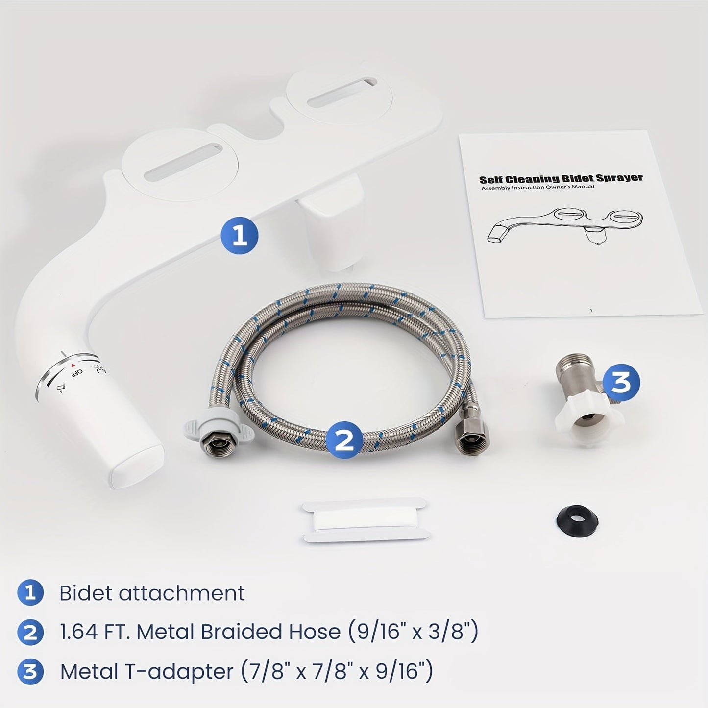 Ultra-Slim Non-Electric Bidet Attachment for Toilet, Self-Cleaning Dual Retractable Nozzles, Adjustable Water Pressure, Fresh Water Sprayer