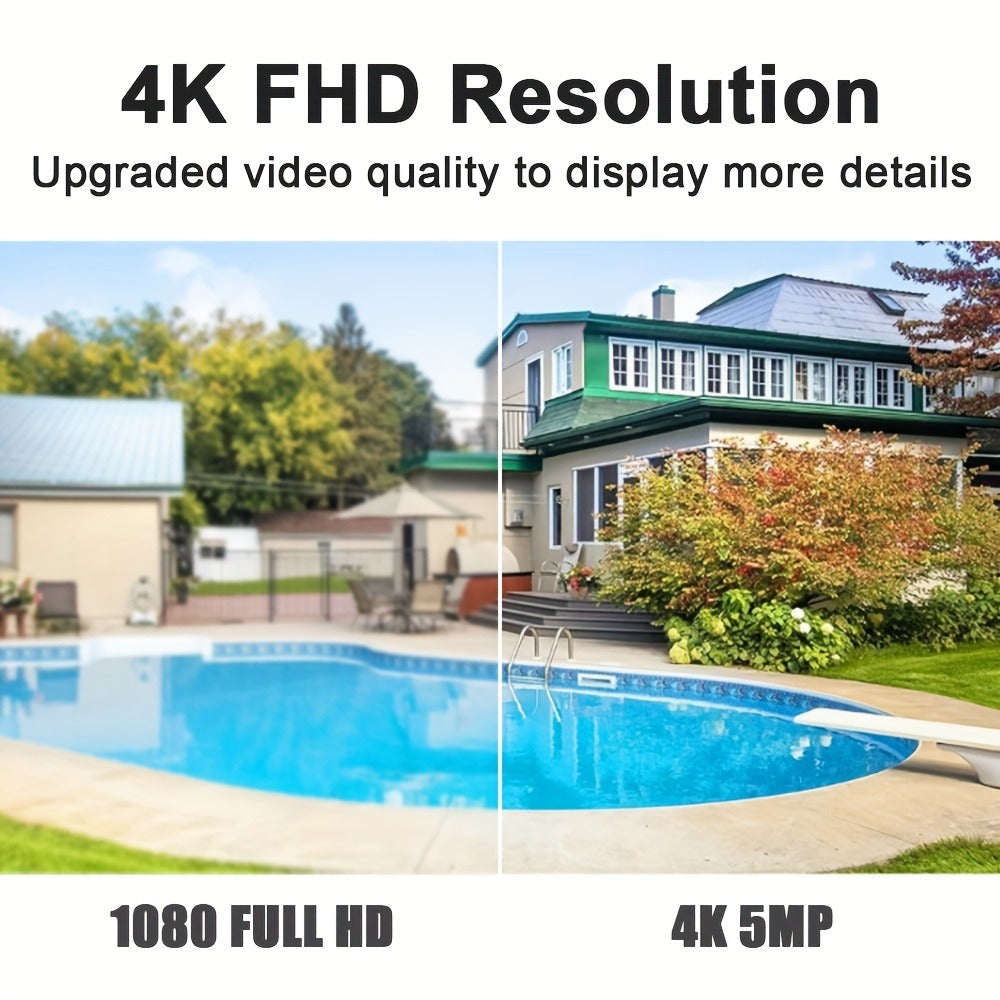 4G LTE Security Camera 4K Wireless No WiFi Needed, Infrared Night Vision, Rechargeable Battery, PIR Human Detection