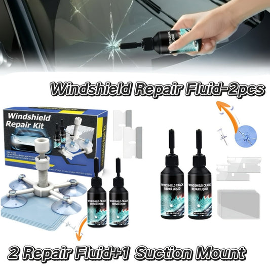 Windshield Repair Kit – Nano Resin Fix for Chips, Bullseye & Star Cracks in 15 Minutes, DIY Glass Crack Repair with Suction Injector