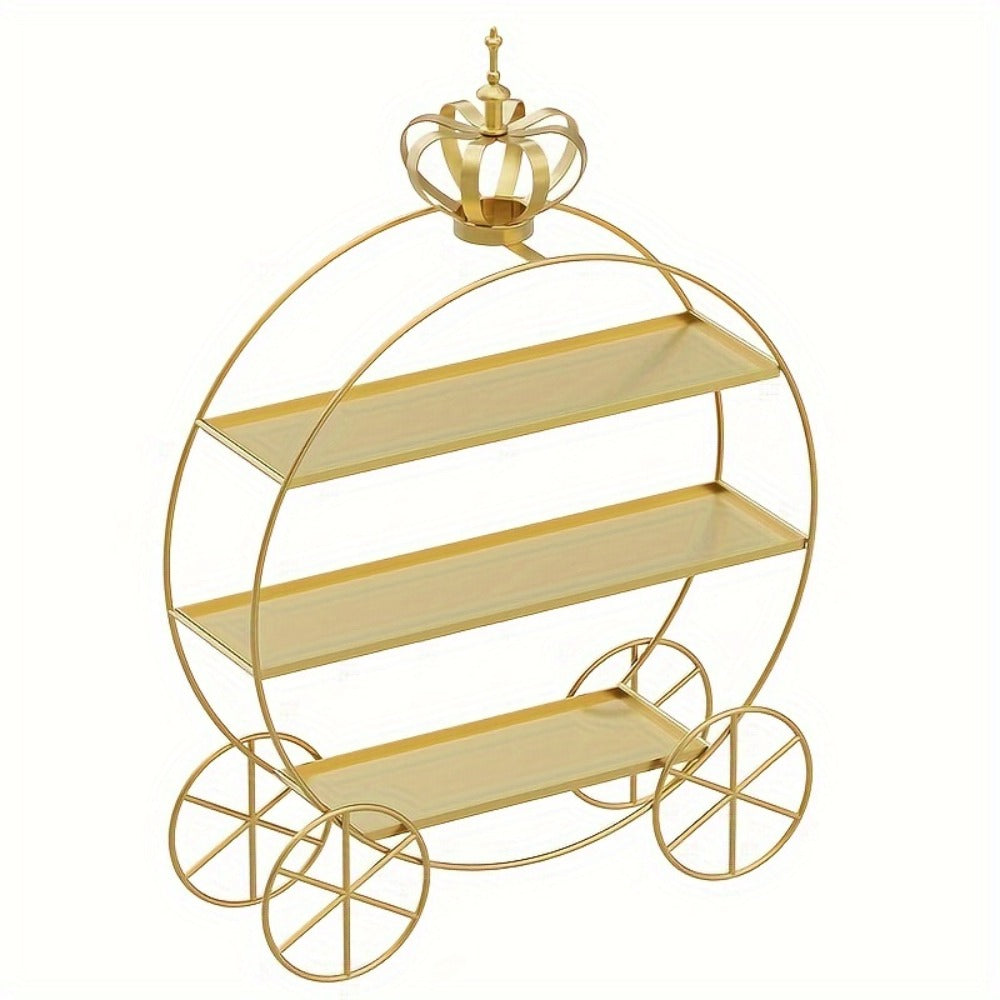 Cupcake Stand Gold Round Dessert Display Tower with Crown Handles for Entryways, Bedrooms and Living Spaces