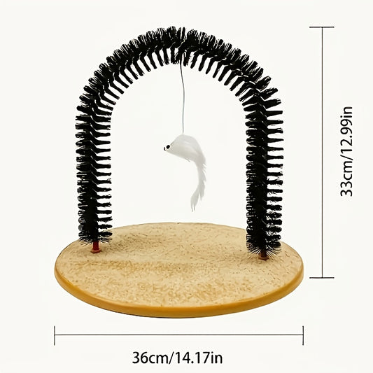 Cat Arch Self-Grooming Toy with Massage Bristles – Interactive Scratch & Groom Station for Cats and Kittens, Stimulating Rubbing Arch