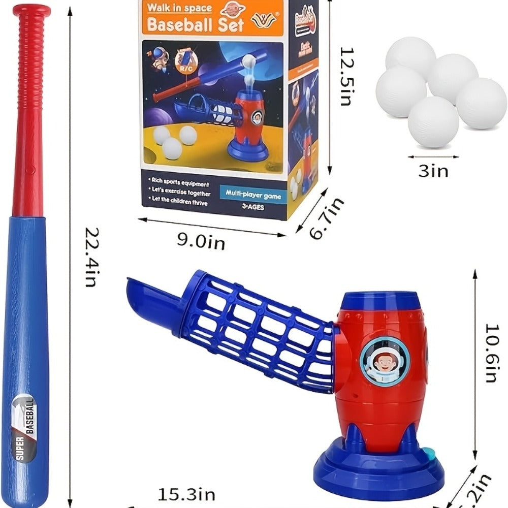 Kids Baseball Pitching Machine Toy Set, Children's Baseball Trainer with Bat, Ball Machine & 10 Balls