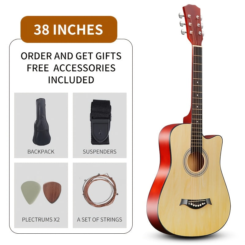 Acoustic Guitar shown in the 38-inch wooden color option