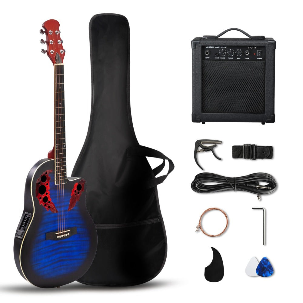 Acoustic Guitar shown in the Blue with AMP option